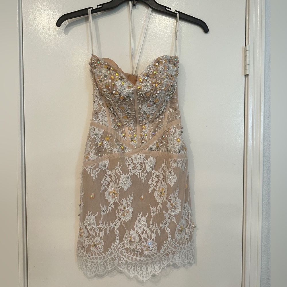 Stunning Sherri Hill Lace Corset Mini Dress